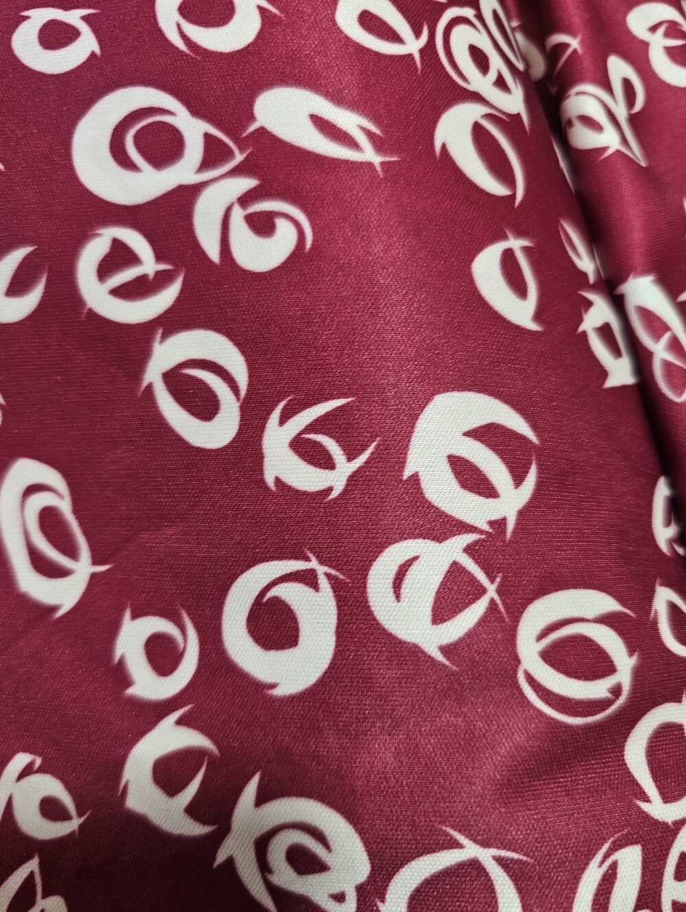 Vintage 80s 90s Burgundy & White Abstract Print Knit Fabric 1.3 Yards by 64"